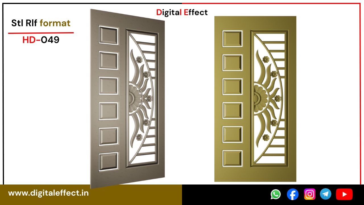 Elegant Floral Carved Door Design – Digital Effect