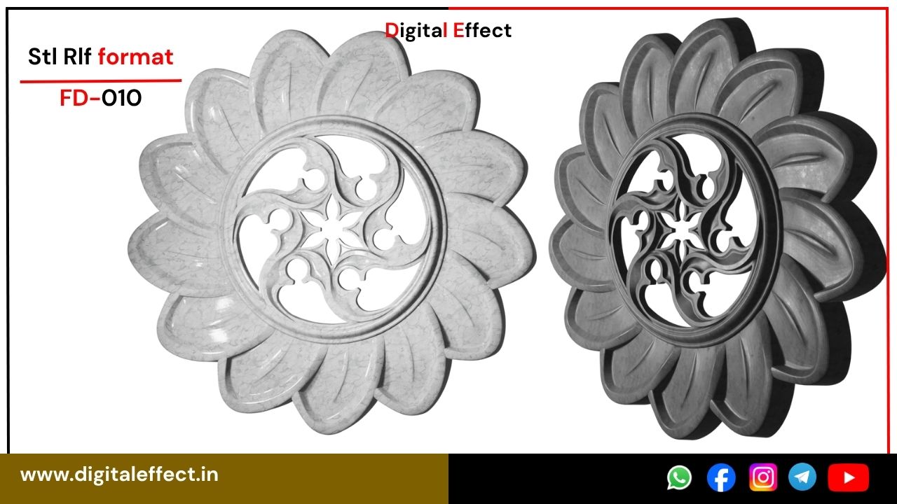 Elegant 3D flower carving design for CNC woodwork – Digital Effect
