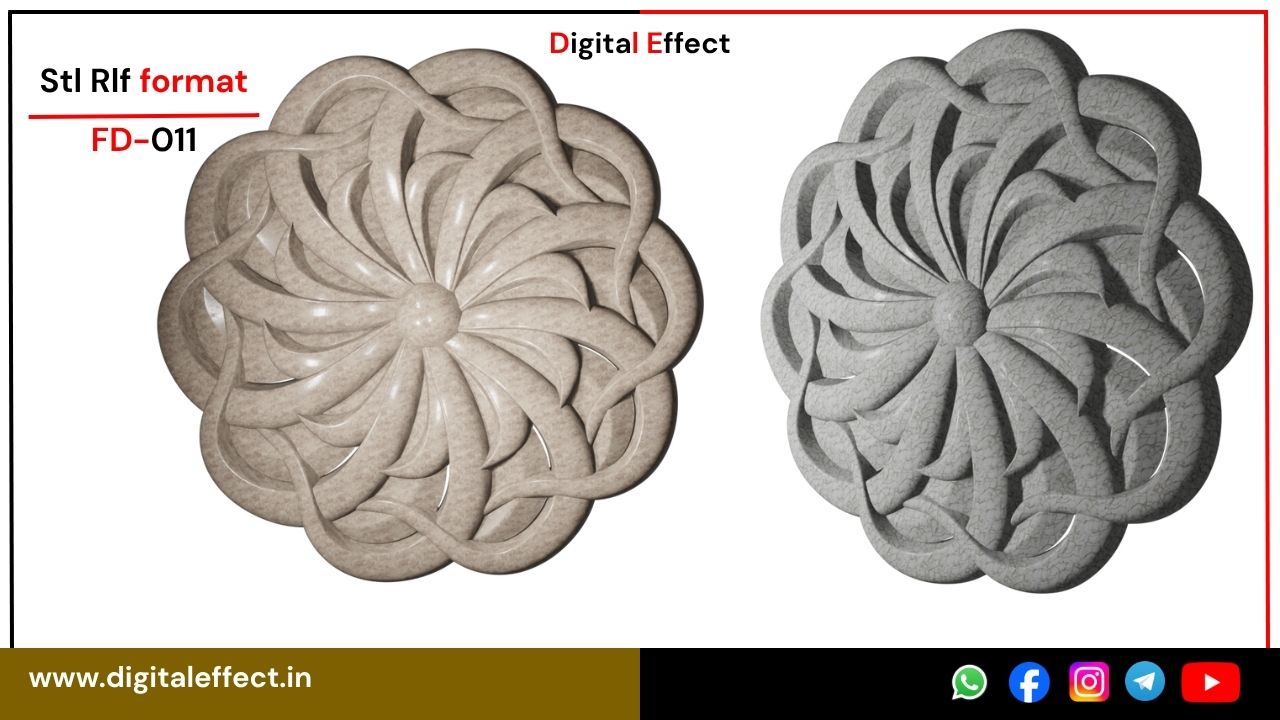 Elegant 3D flower carving design for CNC woodwork – Digital Effect