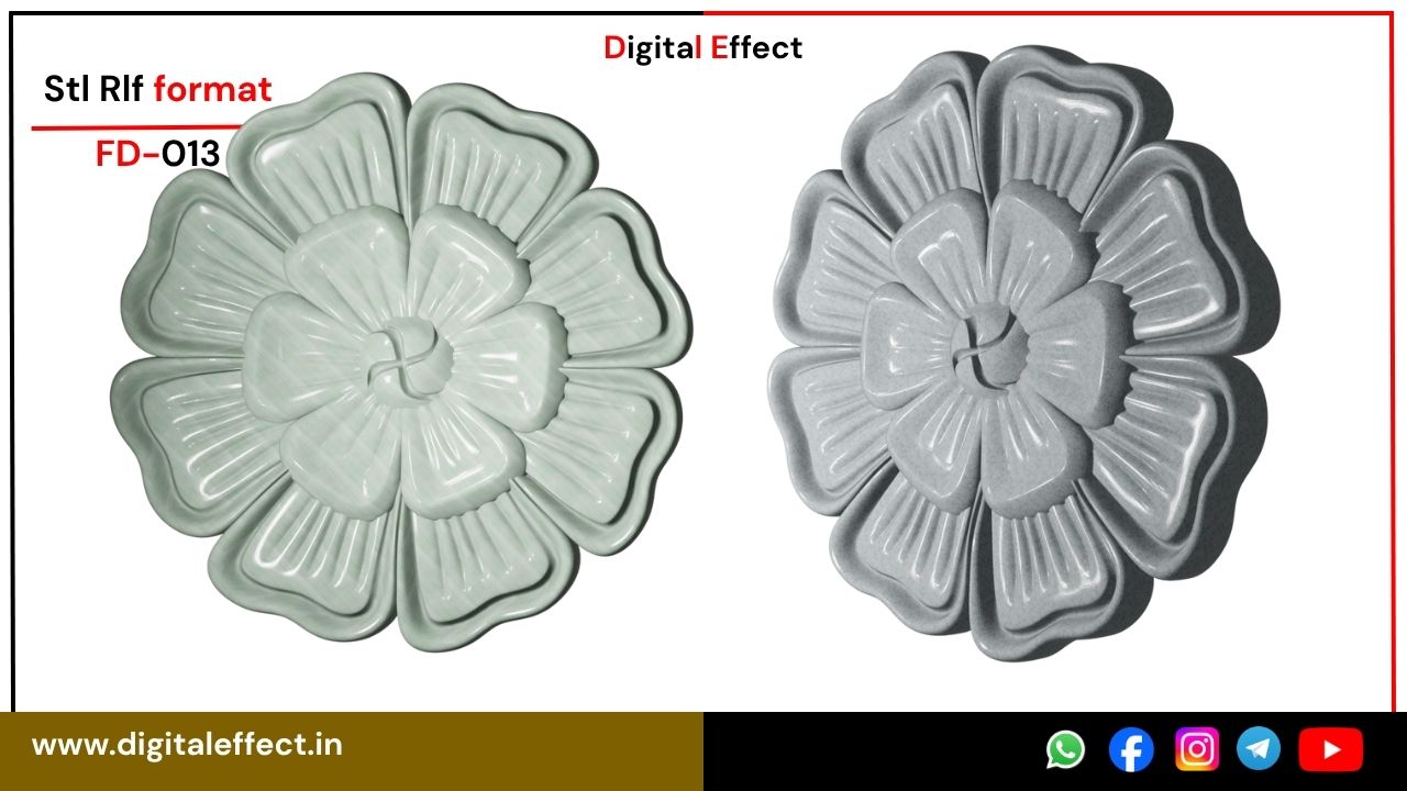 Detailed 3D flower carving for CNC woodwork – Digital Effect