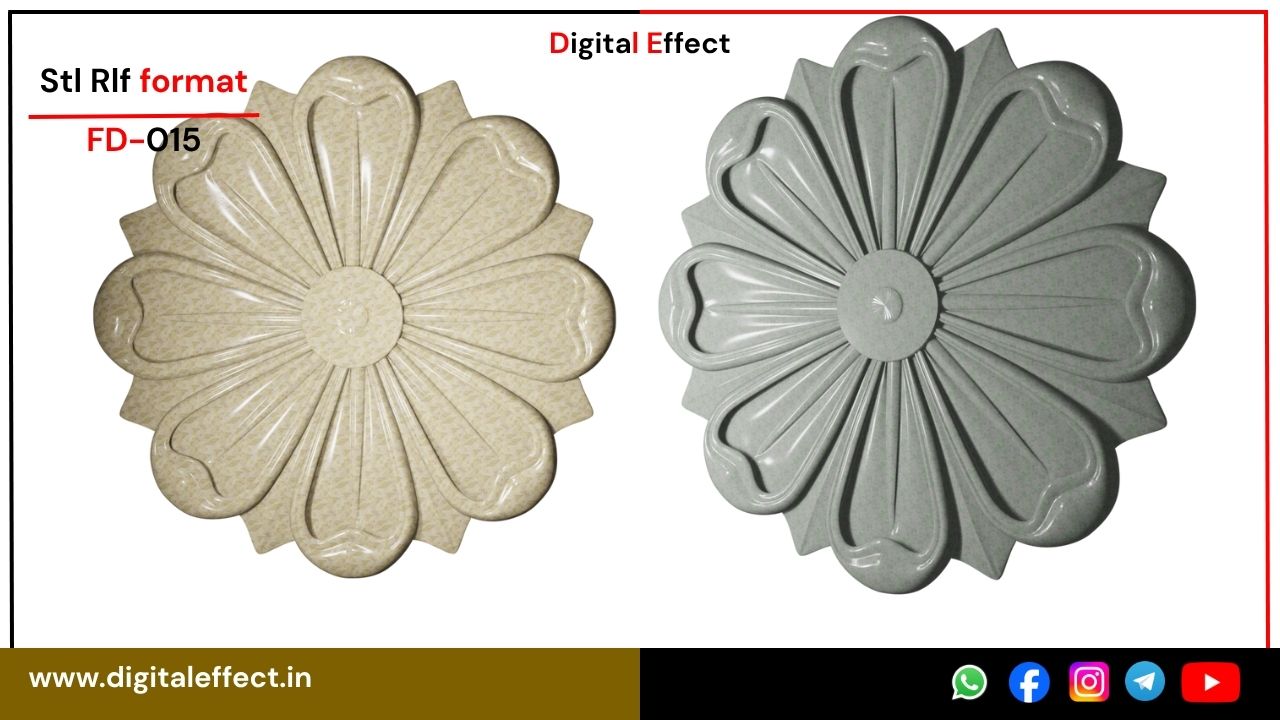 Detailed 3D floral carving design for CNC woodwork – Digital Effect