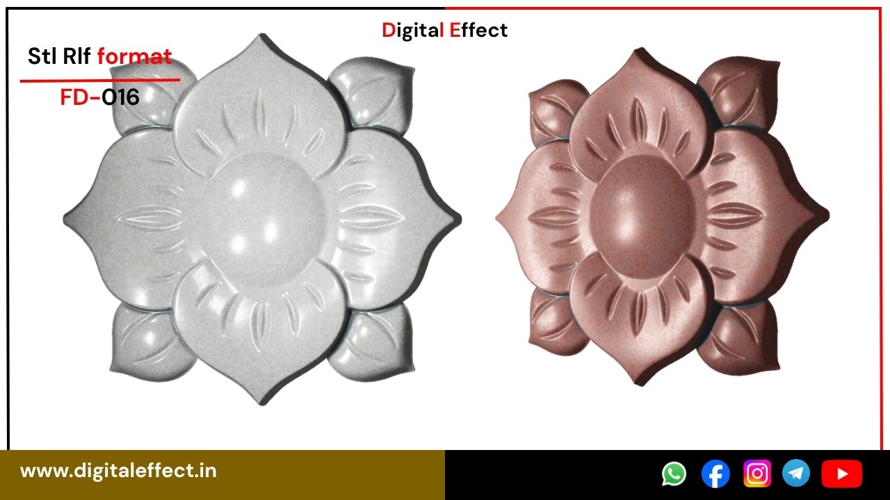 Intricate 3D flower carving design for CNC woodwork – Digital Effect