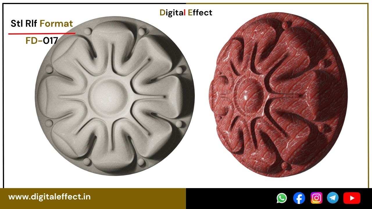 Detailed 3D flower carving design for CNC woodwork – Digital Effect