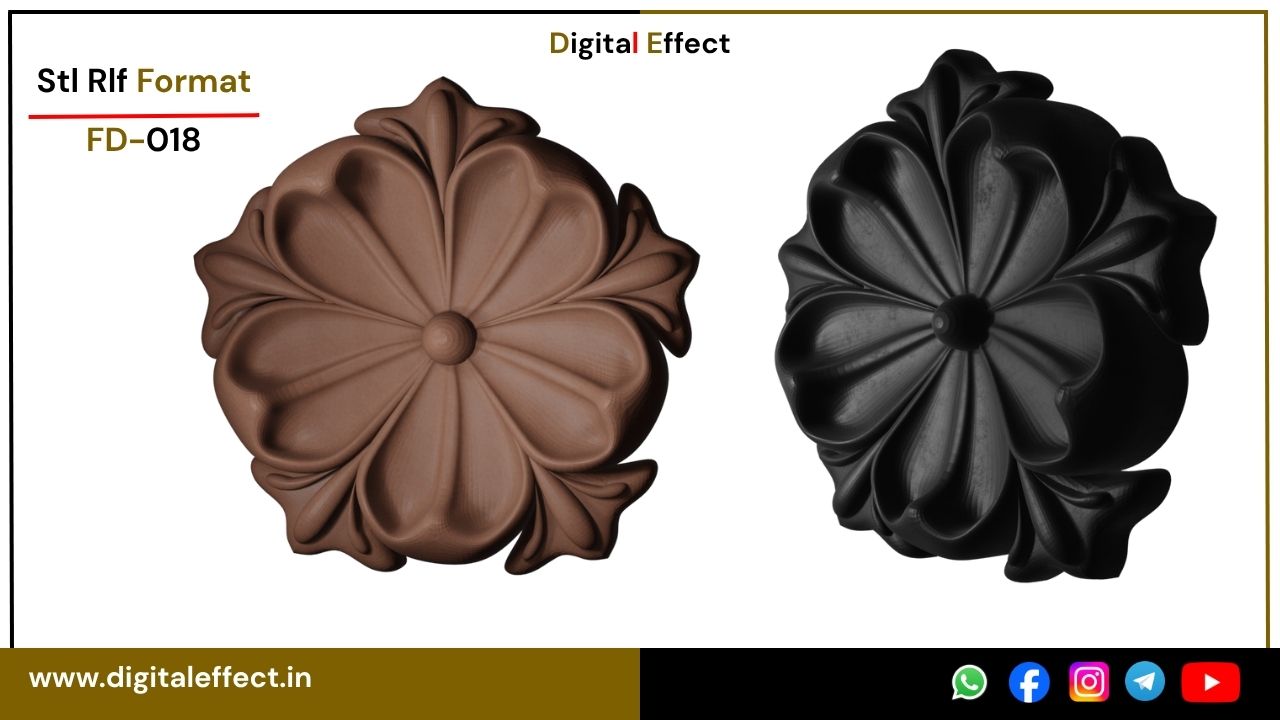 Elegant floral relief 3D design for CNC carving – Digital Effect