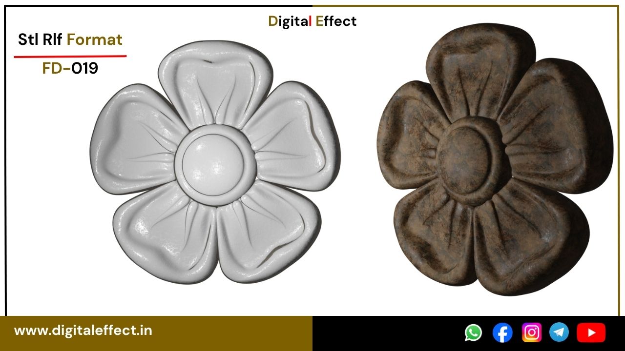 Decorative 3D flower carving design for CNC – Digital Effect