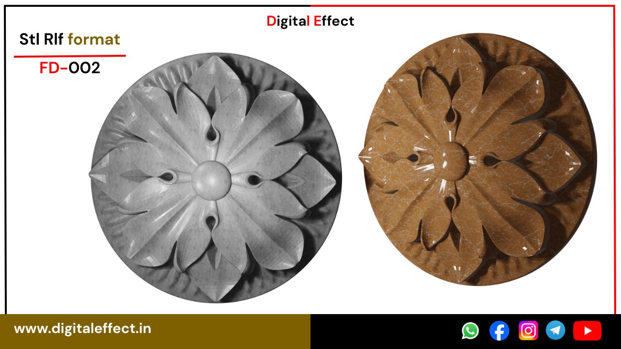 Beautiful floral 3D relief panel design for CNC carving – Digital Effect