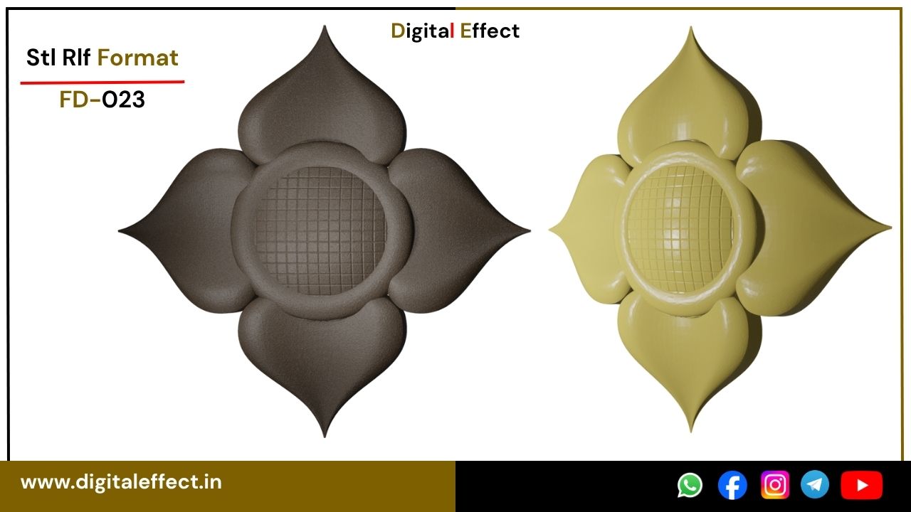Elegant 3D Flower Design for CNC MDF Relief Carving – Digital Effect