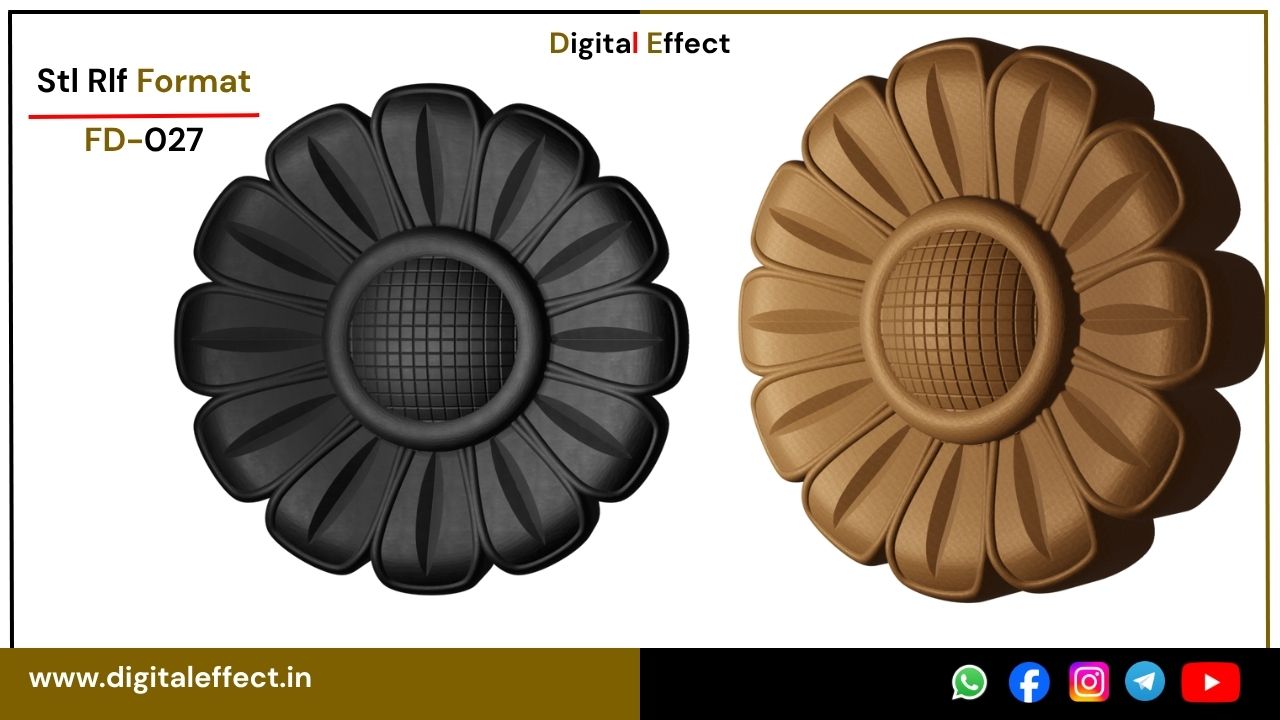 Beautiful Floral Relief Design for CNC Wood Carving – Digital Effect