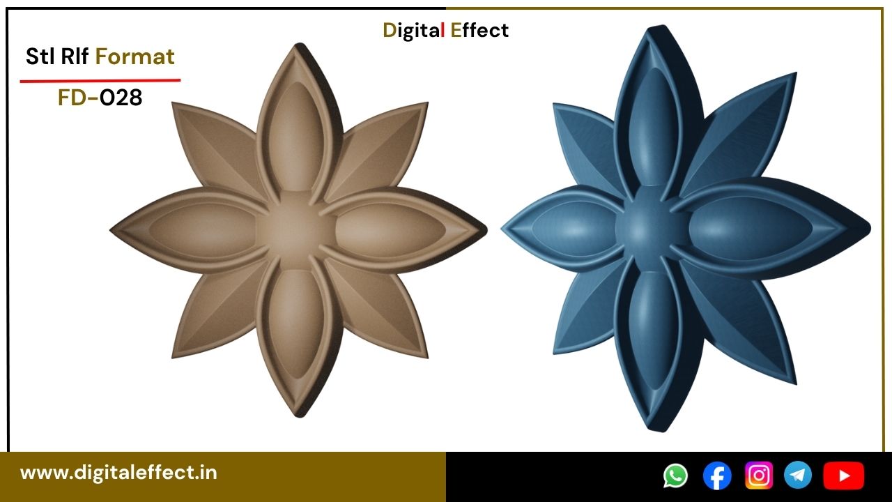 Detailed 3D Flower Relief for CNC Wood Carving – Digital Effect