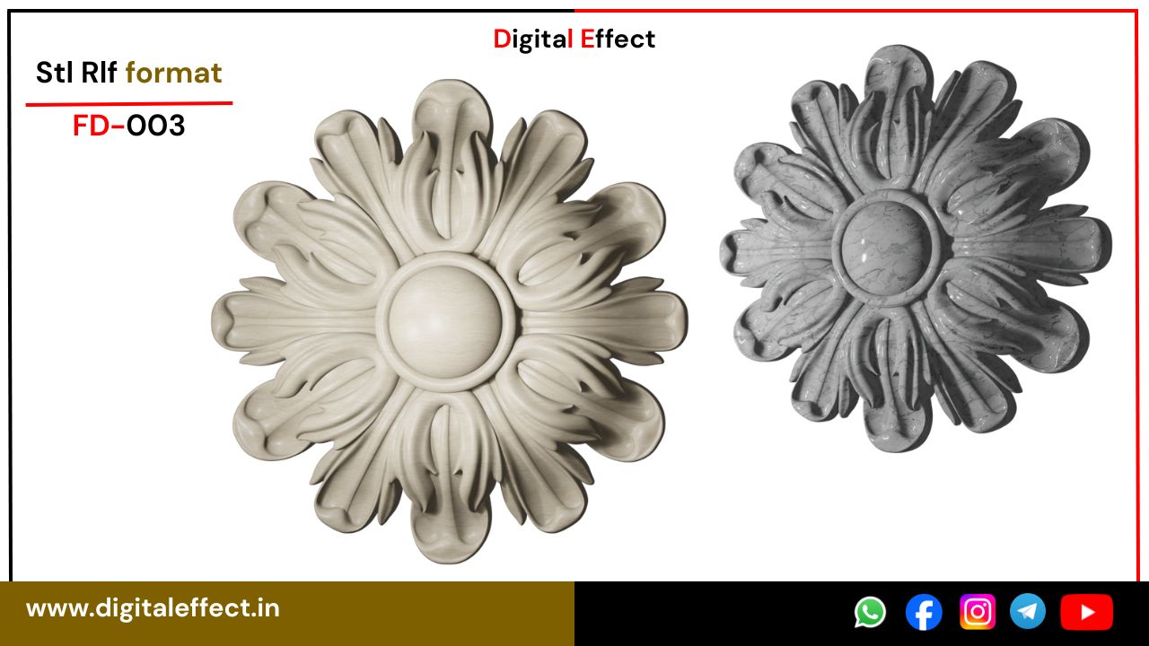 Decorative floral 3D CNC design for wood carving – Digital Effect