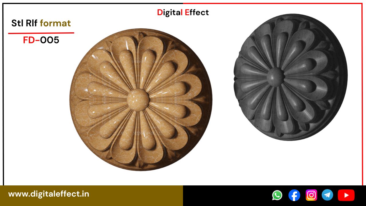 Elegant 3D flower design for CNC wood carving – Digital Effect