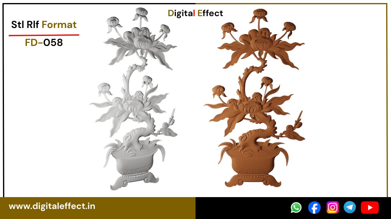 Sleek 3D floral CNC relief – Digital Effect