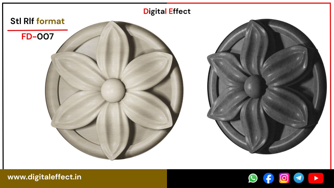 Elegant 3D flower carving design for CNC woodwork – Digital Effect