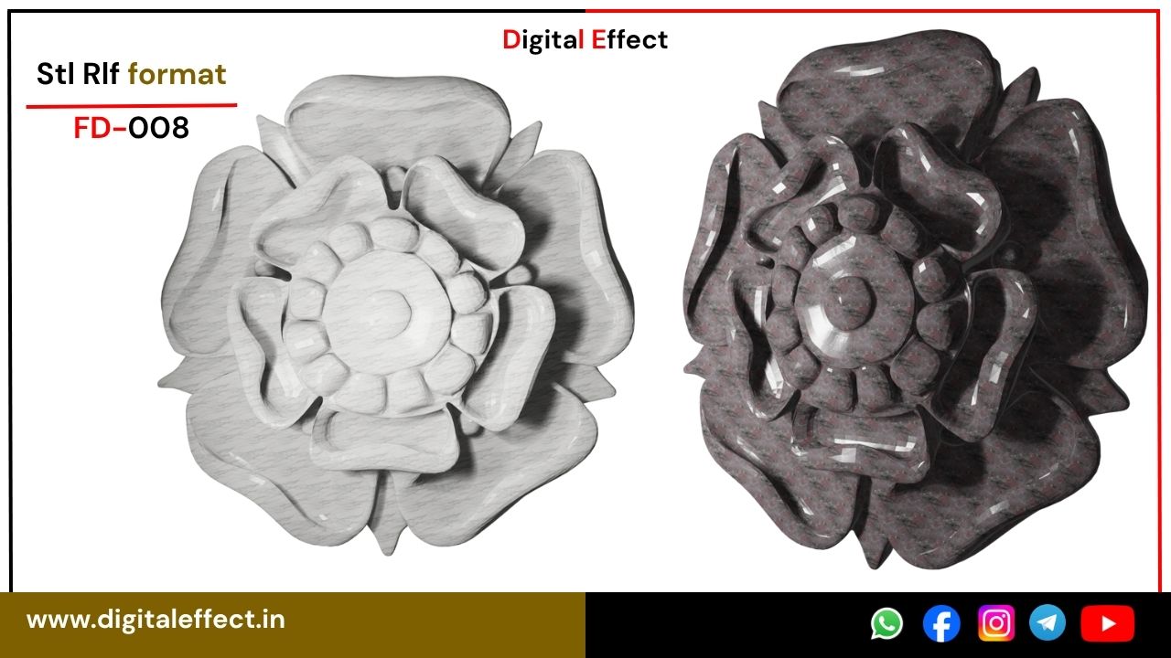 Elegant floral 3D CNC carving design – Digital Effect