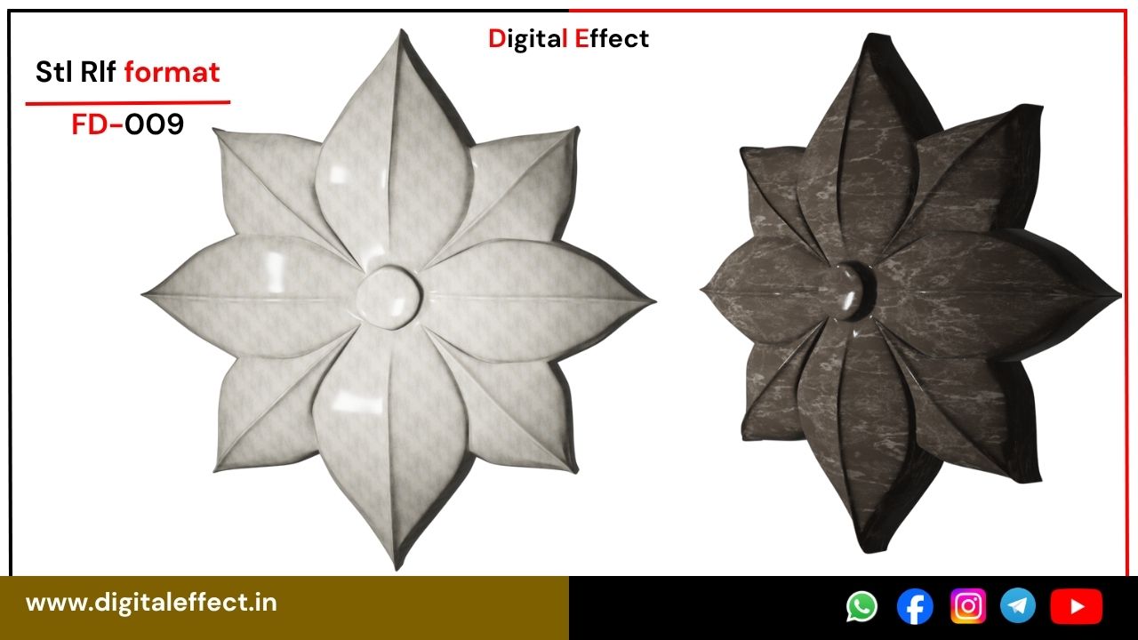 Elegant 3D flower relief for CNC carving – Digital Effect