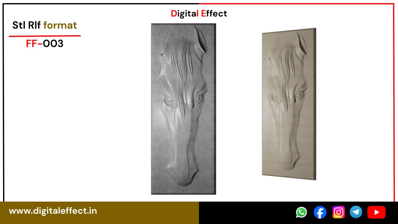Majestic Horse CNC Relief Design for Wood Carving – Digital Effect