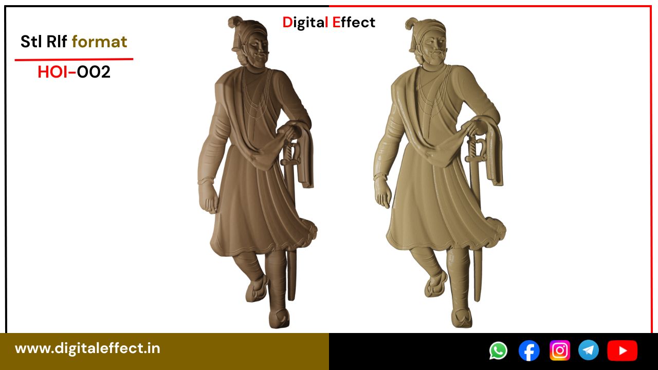 Shivaji On War Horse CNC Relief Design for Wood Carving – Digital Effect