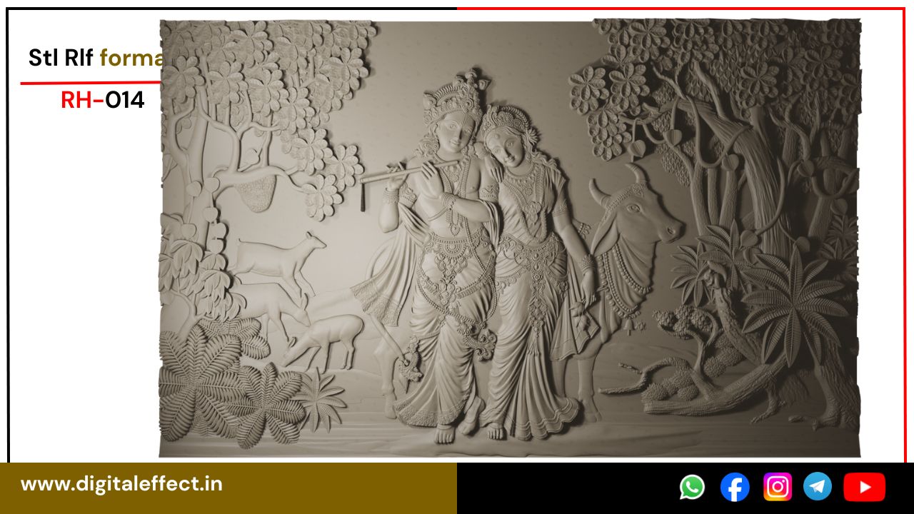 Radha Krishna CNC Relief Design for Temple and Decor – Digital Effect