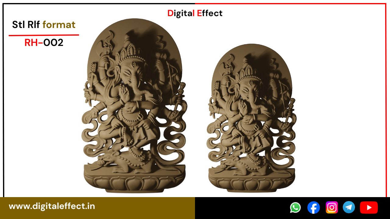 Dancing Ganesh CNC Relief Design for Wood Carving – Digital Effect