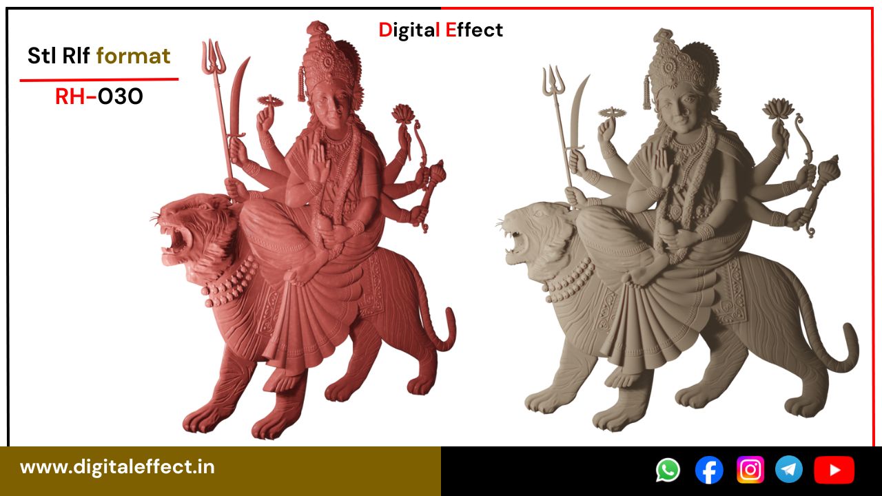 Sherawali Maa CNC Temple Relief for Devotional Decor – Digital Effect
