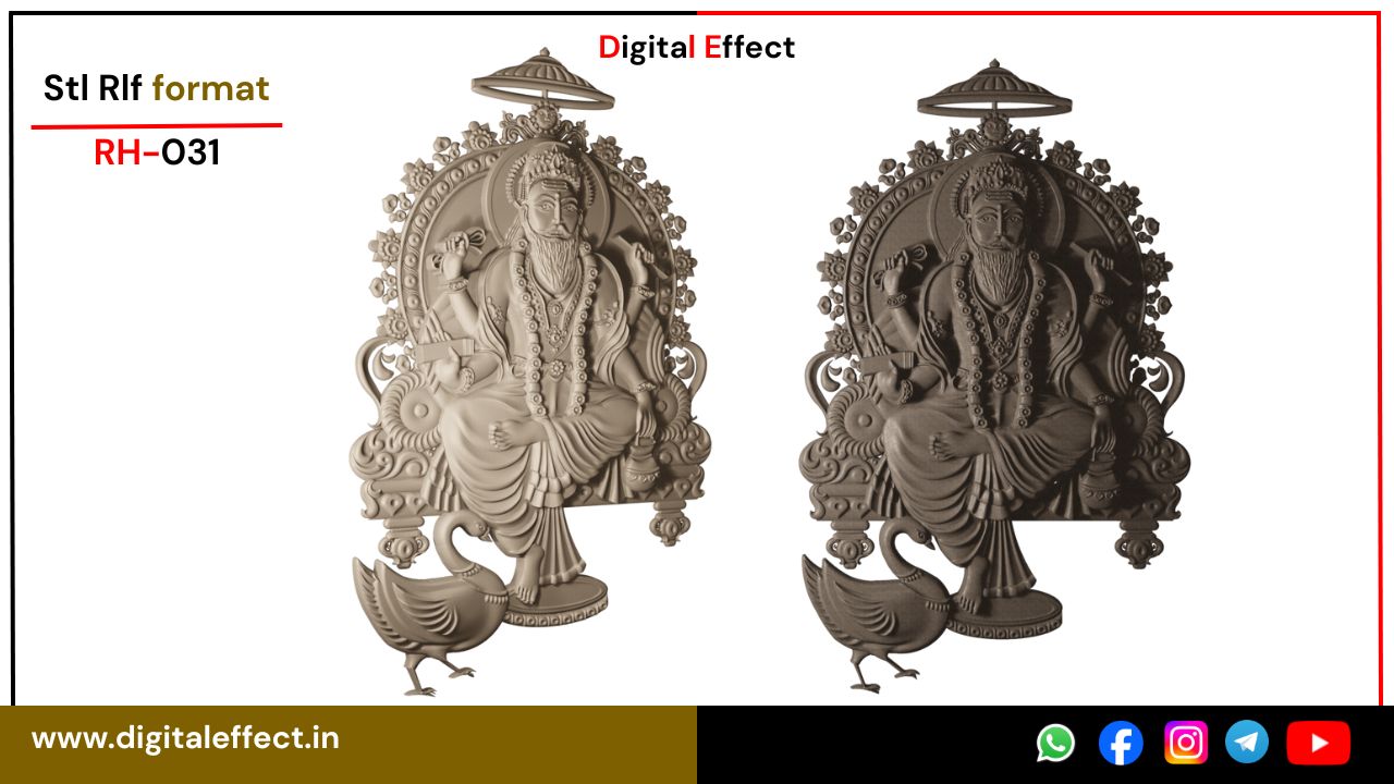 Vishwakarma Bhagwan CNC Temple Relief – Digital Effect