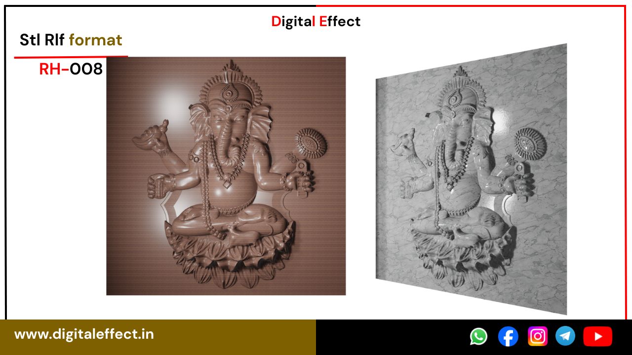 Majestic Ganpati Ji CNC Relief Panel Design – Digital Effect