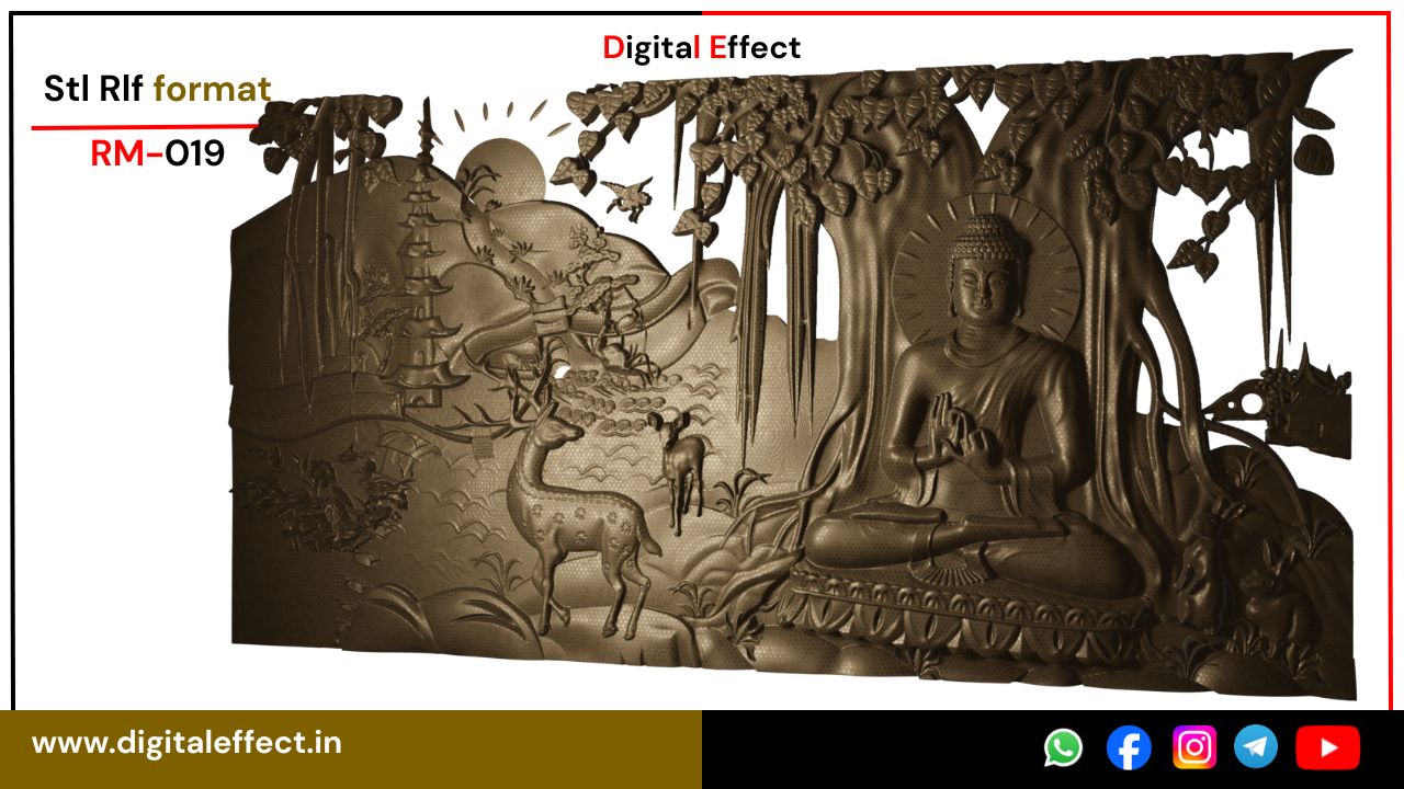 Lord Buddha Jain Relief Design – Digital Effect
