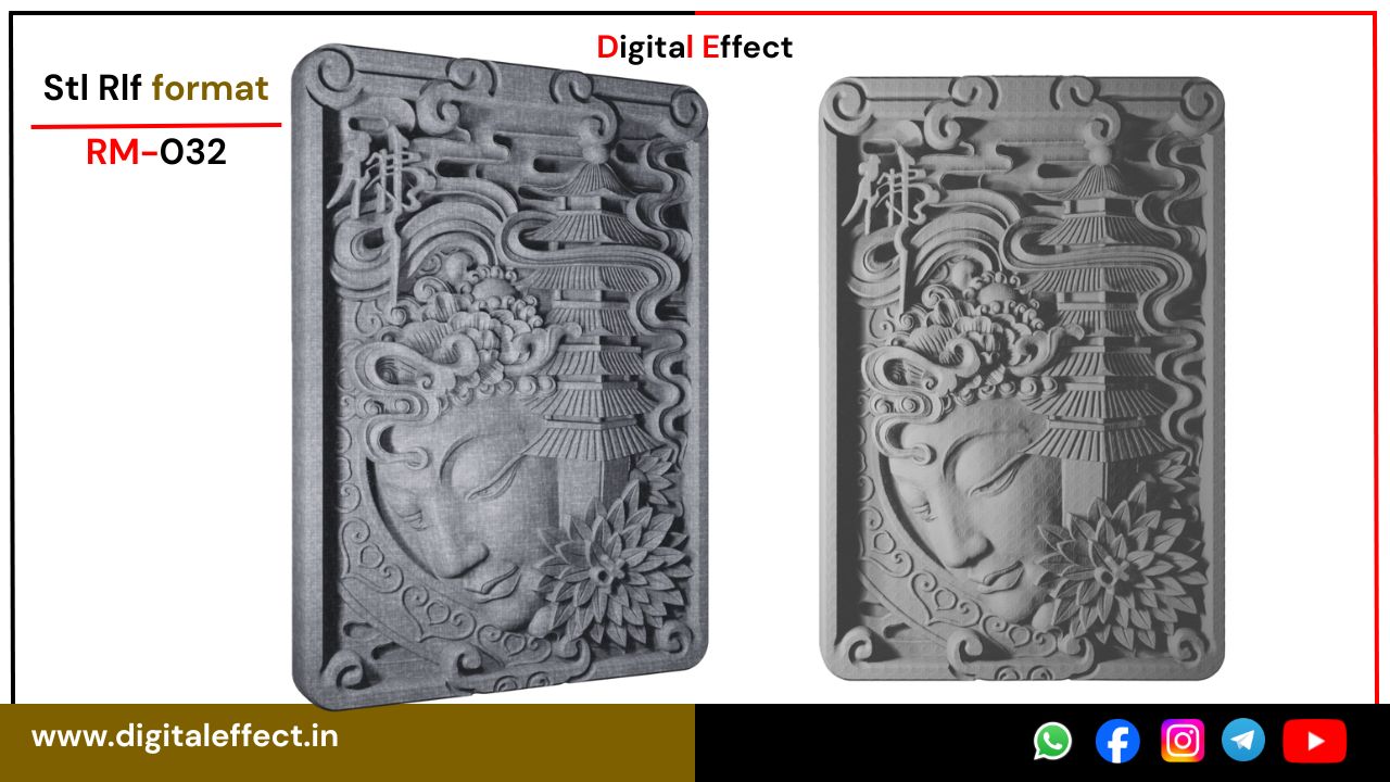 Elegant Jain Buddha CNC Relief Art – Digital Effect