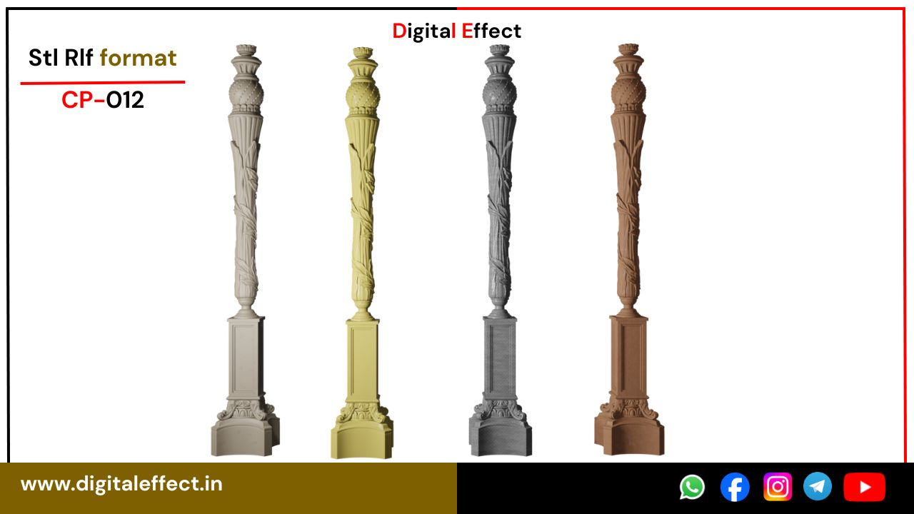 Ornate Stair and Column 3D Relief for CNC – Digital Effect