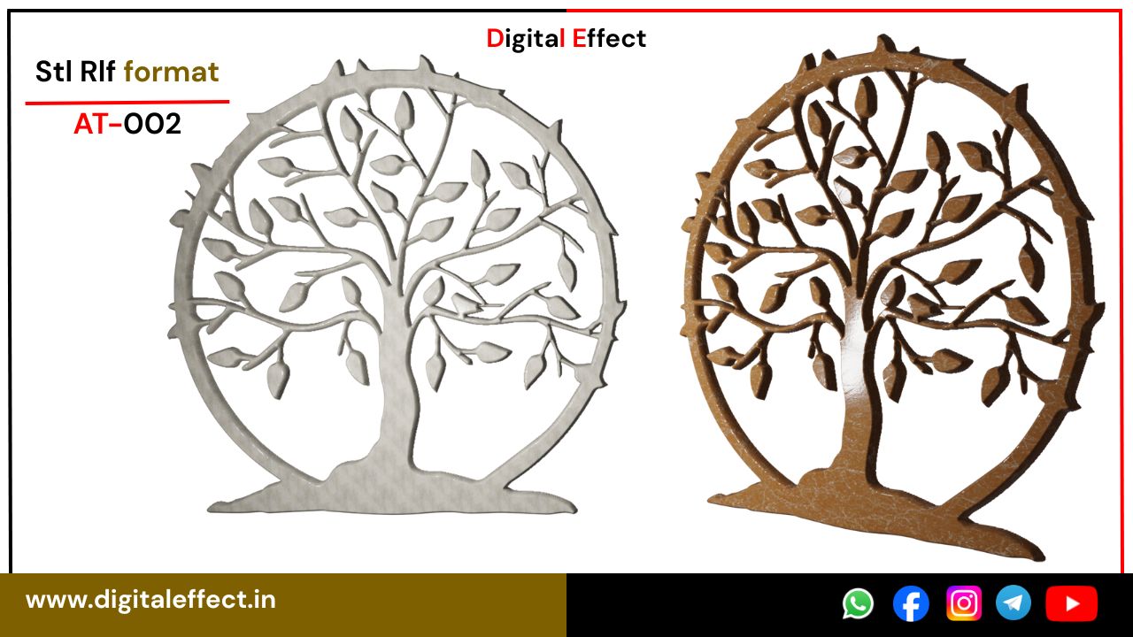 Stylish 3D Tree Relief Panel for CNC Woodwork – Digital Effect
