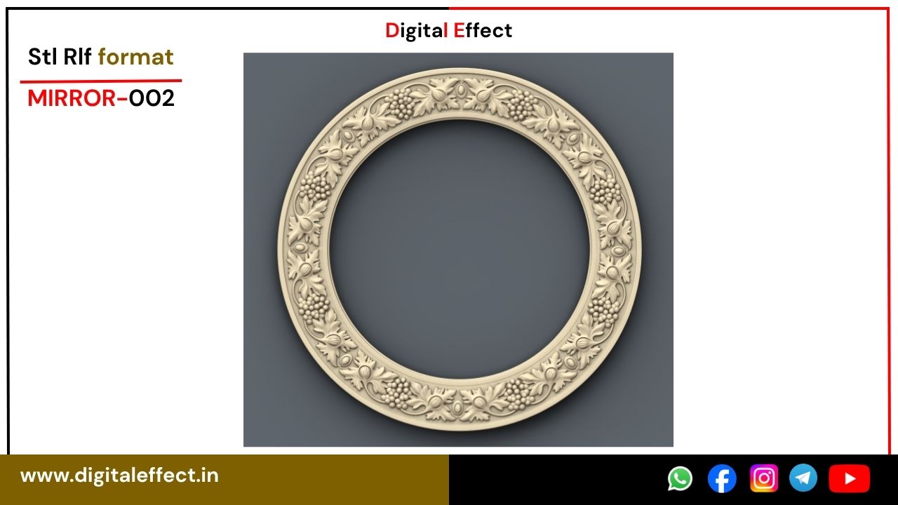 Mirror 01 Design STL/RLF file for CNC carving - Mirror Design Pack
