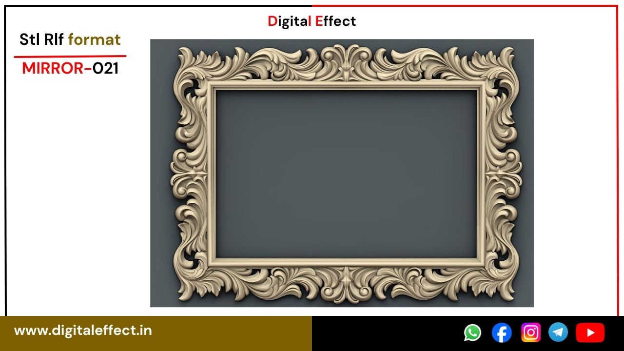 Mirror 02 Design STL/RLF file for CNC carving - Mirror Design Pack