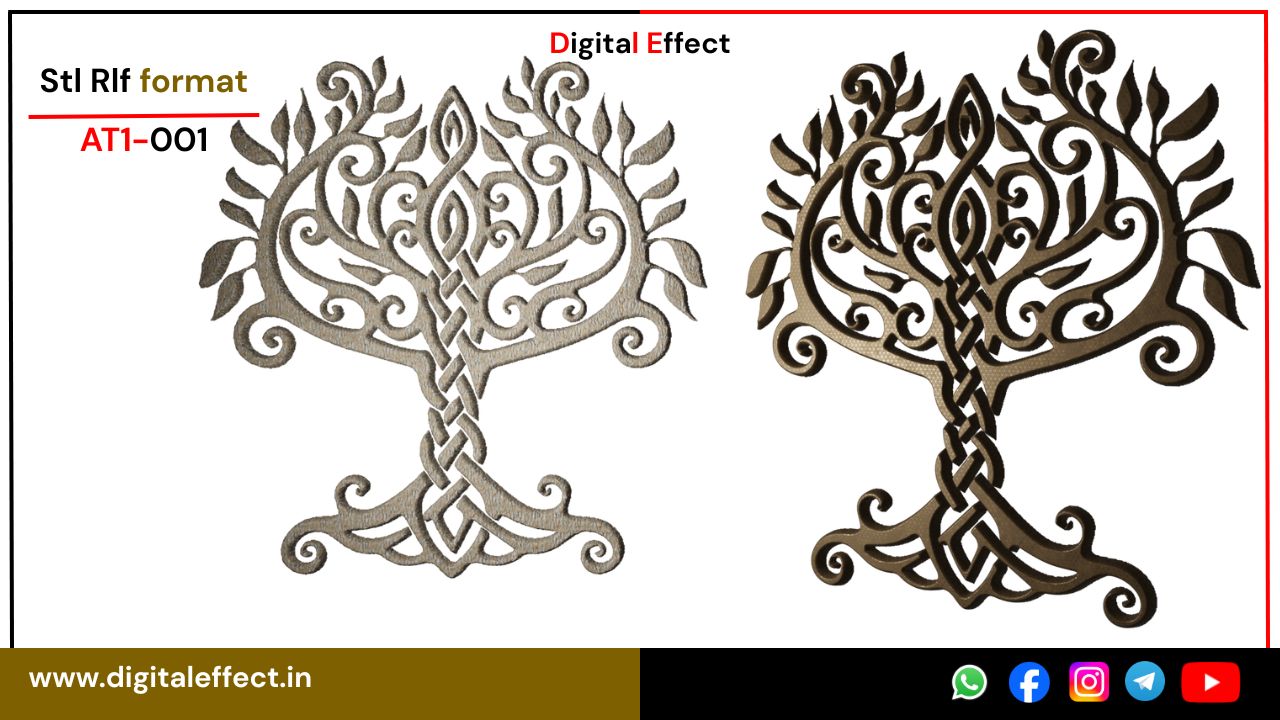 Tree design STL/RLF file for CNC carving - Tree Pack 01